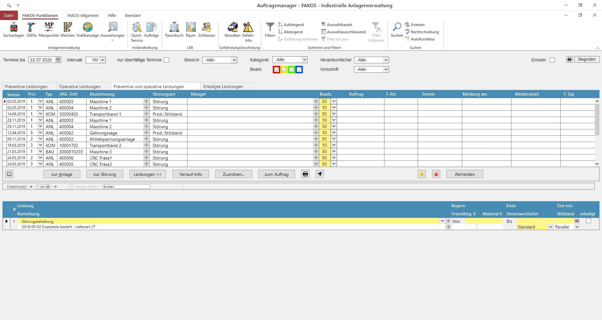 Auftragsmanagement in der Instandhaltungssoftware, CMMS Software, Wartungssoftware FAKOS