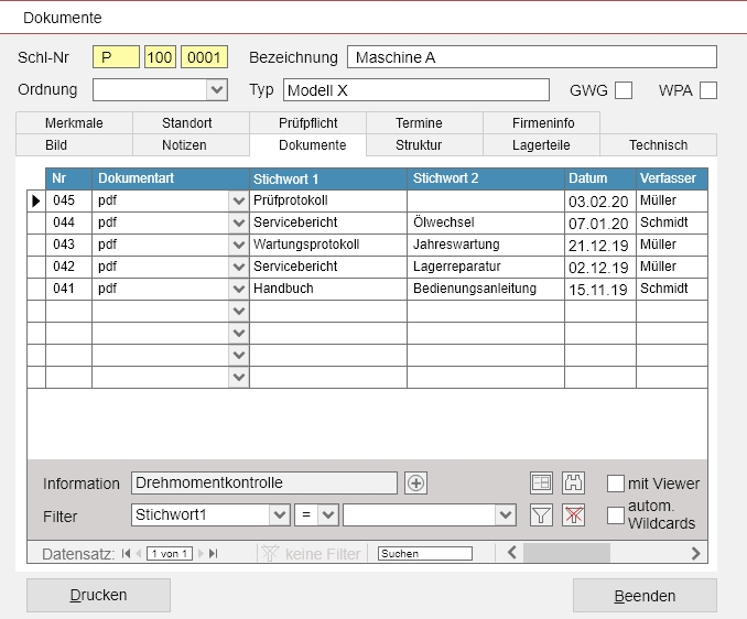 Anlagenerfassung & Anlagendokumentation in der Instandhaltungssoftware, CMMS Software, Wartungssoftware FAKOS